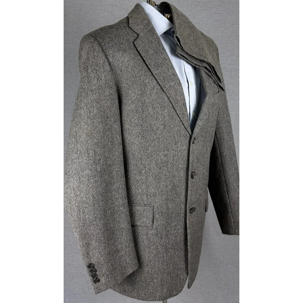 Joseph Abboud Saks Fifth Avenue Mens 2pc Suit Grey Wool 40R‎ 33x32 Tweed Blazer